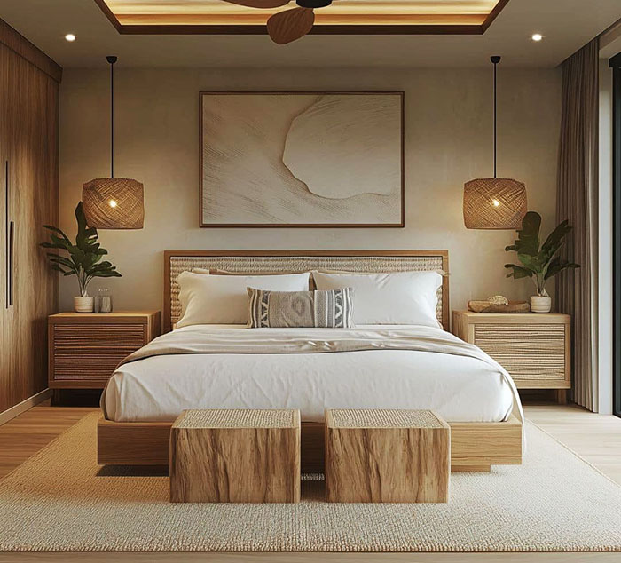 Decor phòng ngủ gần gũi với thiên nhiên